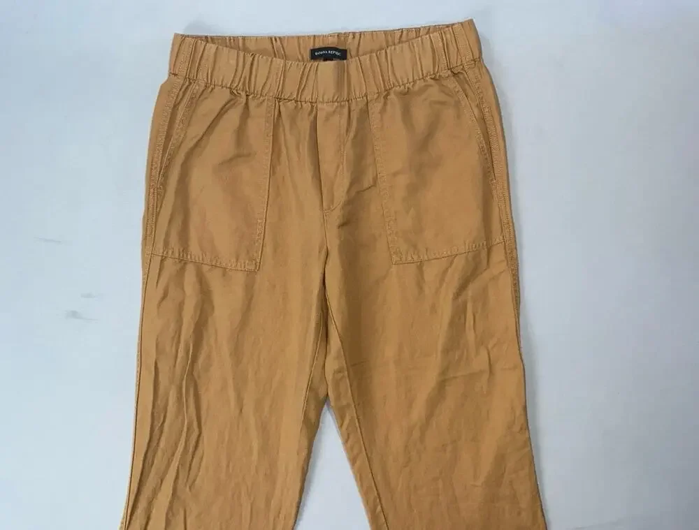 Banana Republic Linen Blend Pull On 'Tapered Crop Pant' in Black. Women's M, EUC
